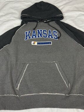 Kansas Jayhawks Gray/Charcoal Hooded Pullover Sweatshirt